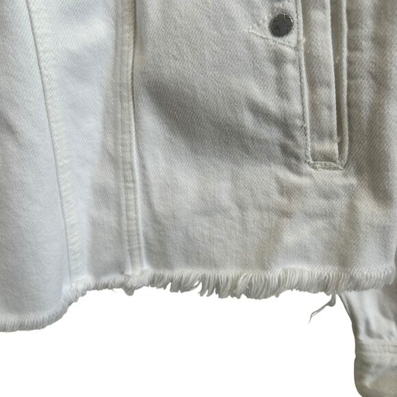 Liverpool Los Angeles White Denim Cropped Distressed Hem Jacket Womens XL NWT - Picture 8 of 11